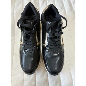 Aldo Black and Gold Wedge‎ Sneakers Women's Size 11